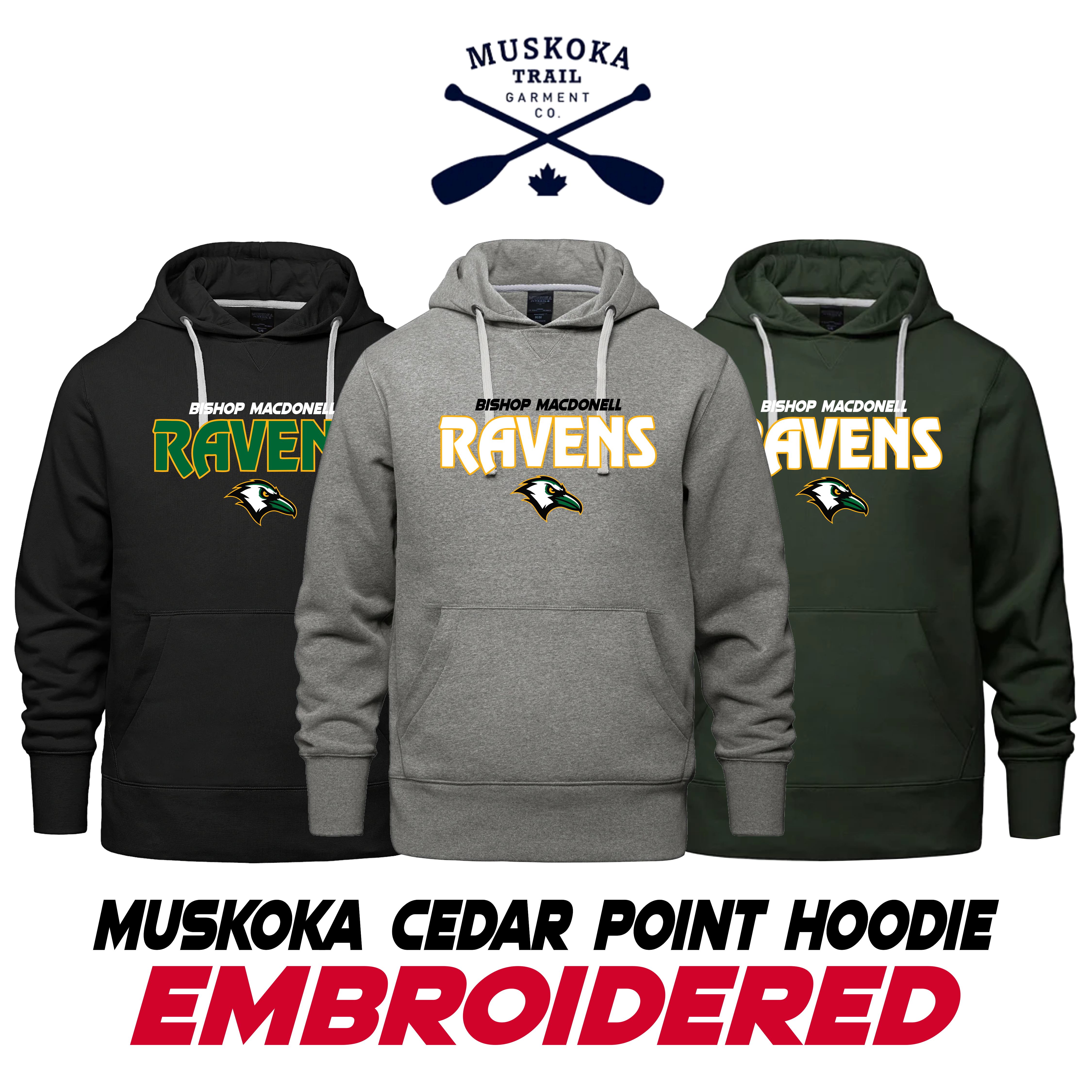 Embroidered Muskoka Cedar Point Hoodie