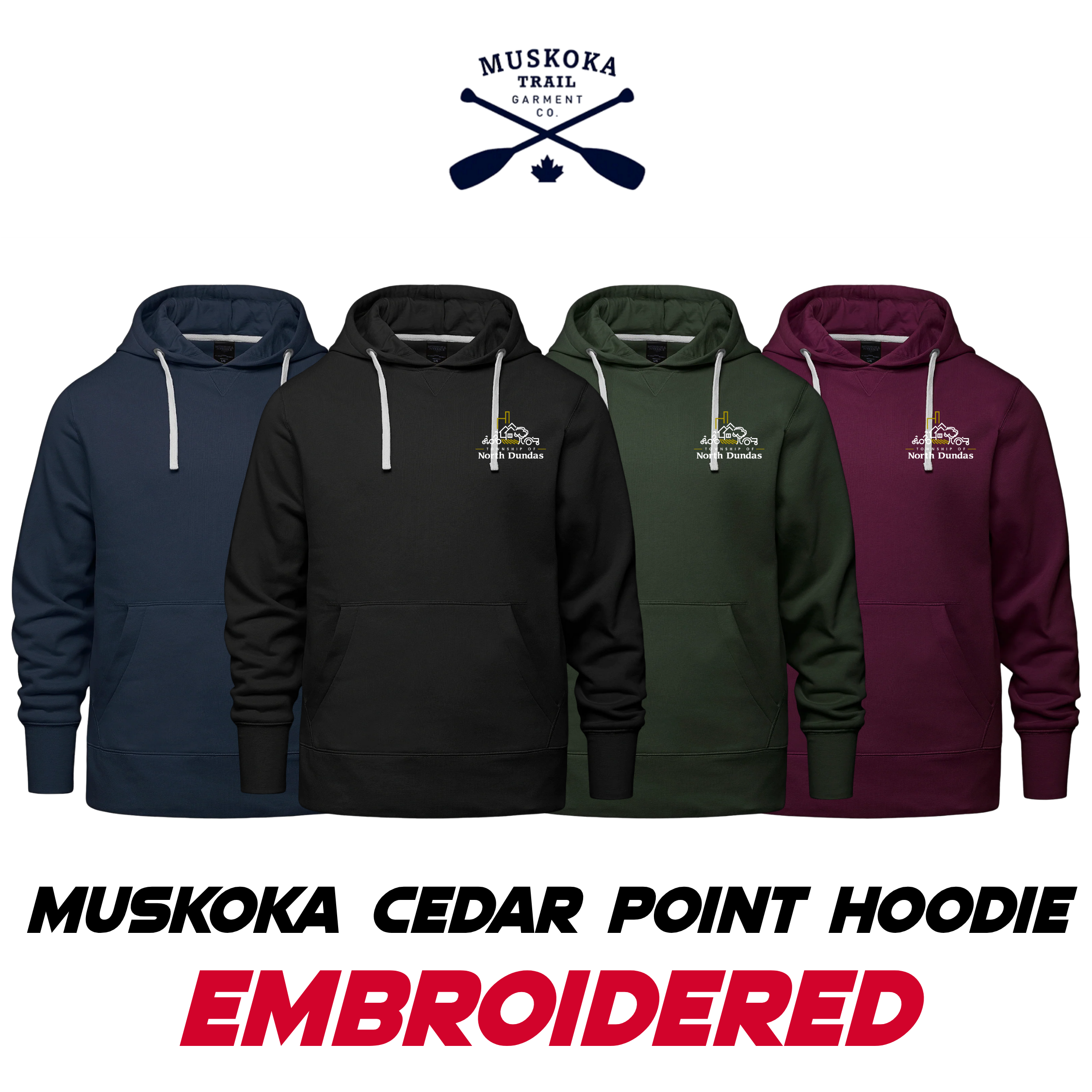 Embroidered Muskoka Cedar Point Hoodie