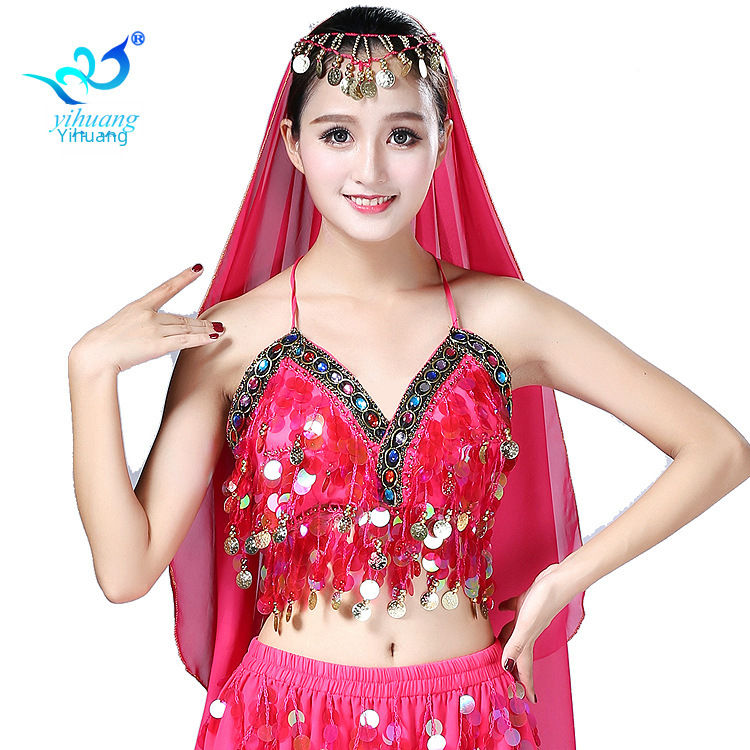 Miniaturbild: European And American Sequins Colorful Wrapped Chest Belly Dance Lace-up Bra Da