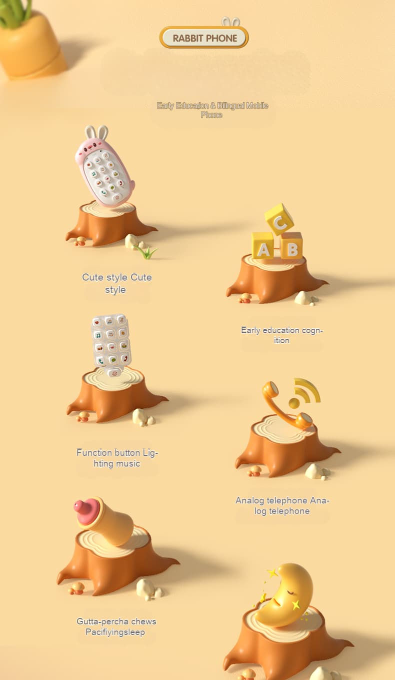 Miniature : هاتف لعبة تعليمي للأطفال قطعة واحدة، أزرق، وردي، أو أصفر، مناسب للأولاد والبنات