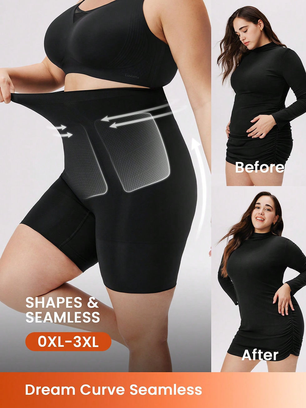 الصورة المصغرة: LUVLETTE إضافة 1 قطعة سراويل شكل الجسم ذات الخصر العالي- خفيفة الوزن، راحة طوال