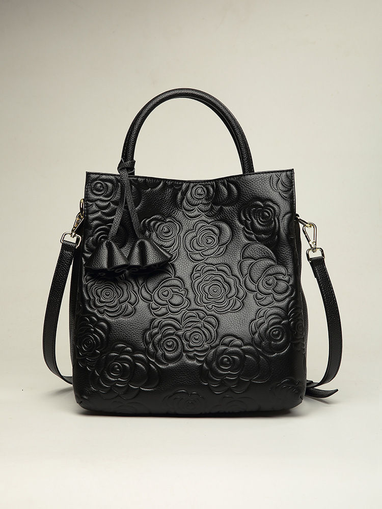 الصورة المصغرة: Genuine Leather Women's Bag Genuine Goods Cowhide Bag 2025 New Camellia Fl