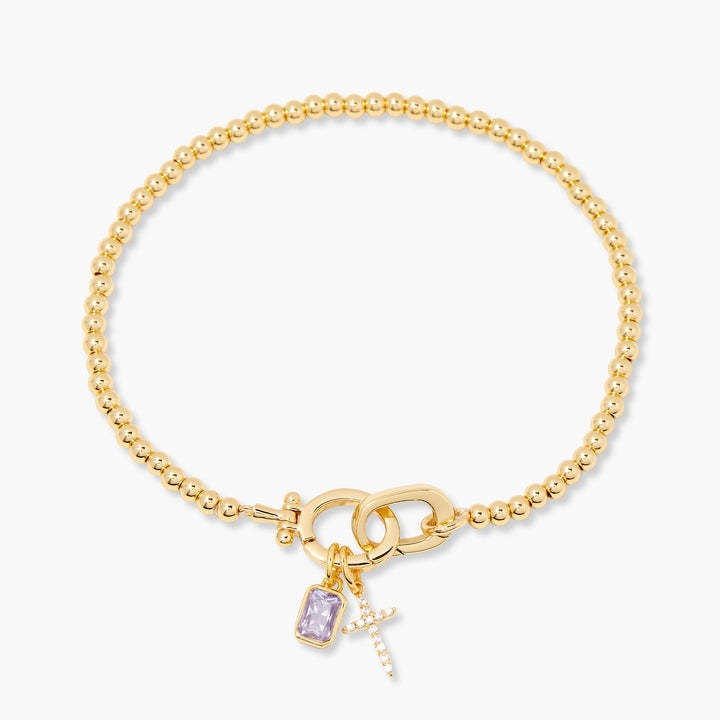 Thumbnail: 18K Gold Moonstone Heart Knot Pendant Bracelet