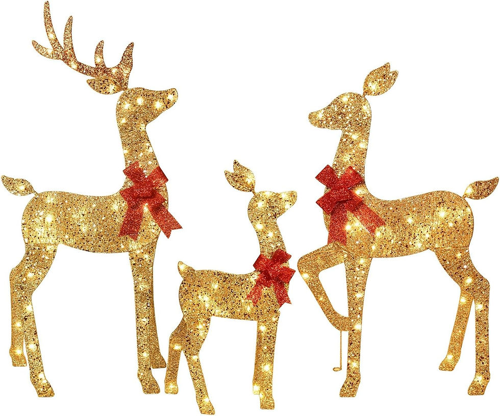 Miniatura: HOYECHI 3-Piece 2D Lighted Christmas Deer Family Set Large Outdoor Yard Reindee