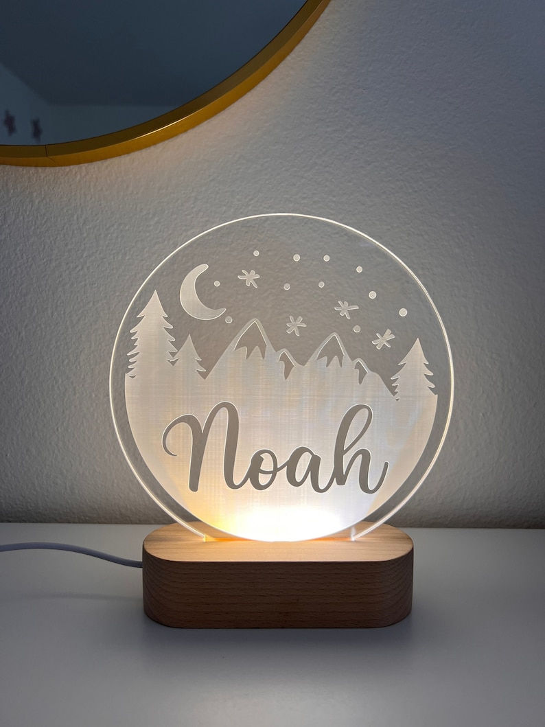 Miniature : Mountains Custom Name Light | Personalized Bedroom LED Cloud Decor Sign | Light