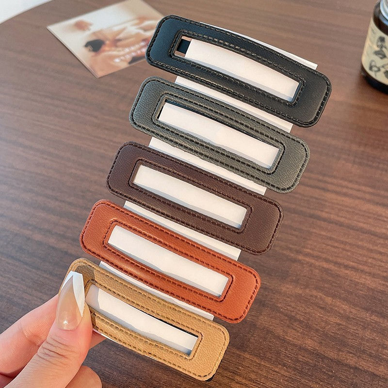 Miniatura: South Korea Fashion Leather Hair Clip Internet Celebrity Simple Bangs Side Clip