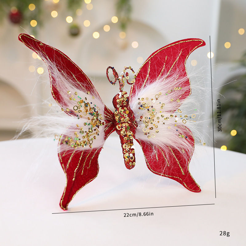 Miniatura: New Fabric Christmas Butterfly DIY Christmas Scene Layout Props Christmas Decor