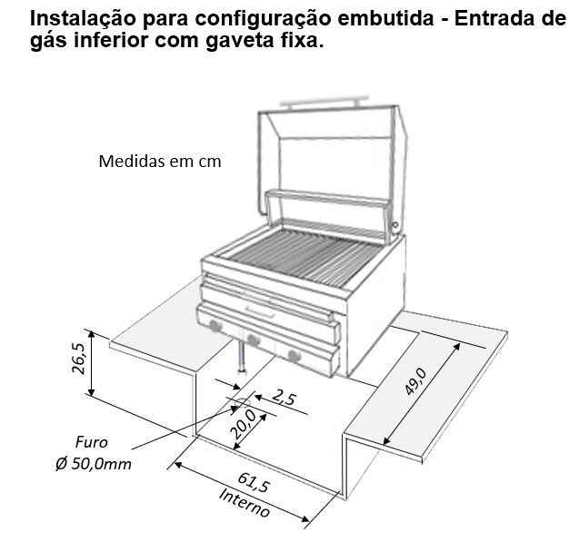 Miniatura: Churrasqueira a Gás Infra-Vermelho híbrida (Gaveta Móvel)