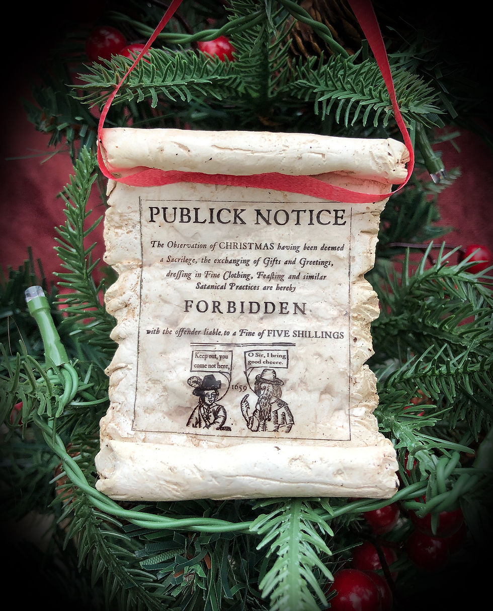 Puritan ban on Christmas Historic Scroll Tree Decoration