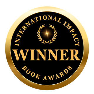 International Impact Book Awards winner seal, a gold-rimmed black medallion with a laurel wreath and star
