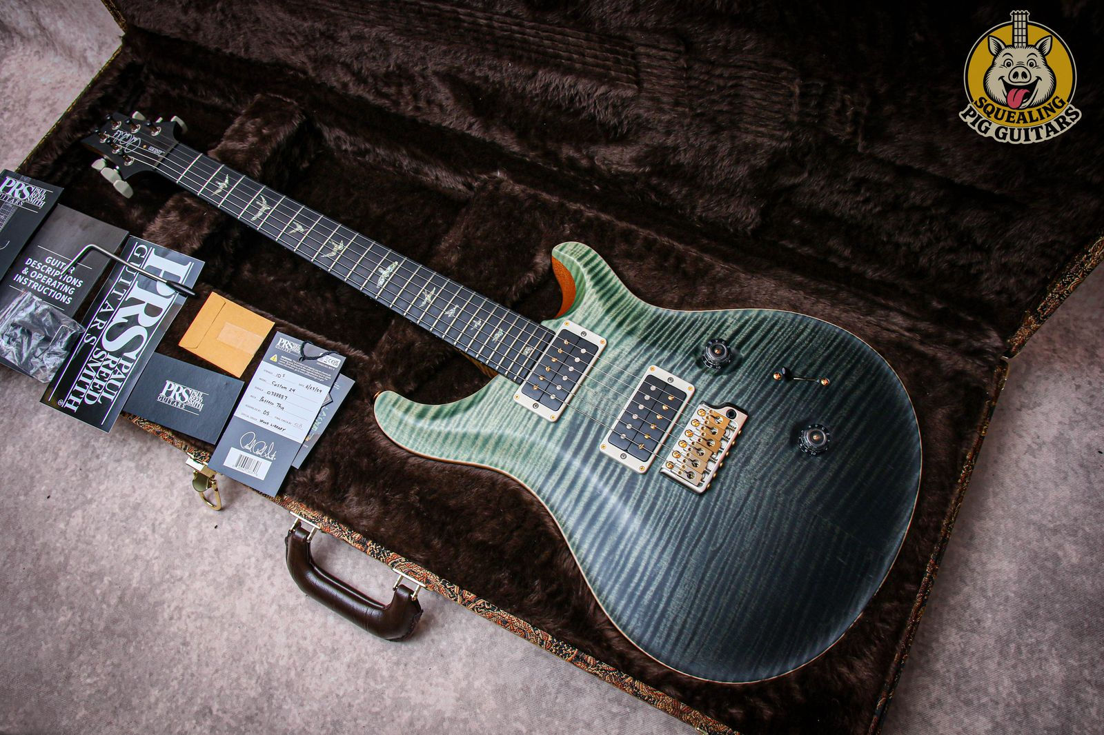 PRS USA Paul Reed Smith Wood Library Custom 24 Satin "Trampas Green Fade + Ebony
