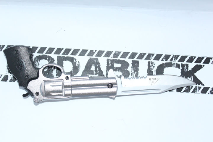 Thumbnail: Silver Revolver shaped folding Pocket Knife