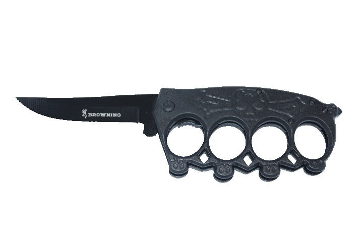 Thumbnail: Knuckle Duster Folding Knife Black