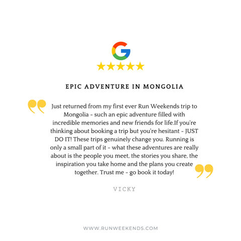 Run Weekends 5 star reviews google reviews trustpilot tripadvisor