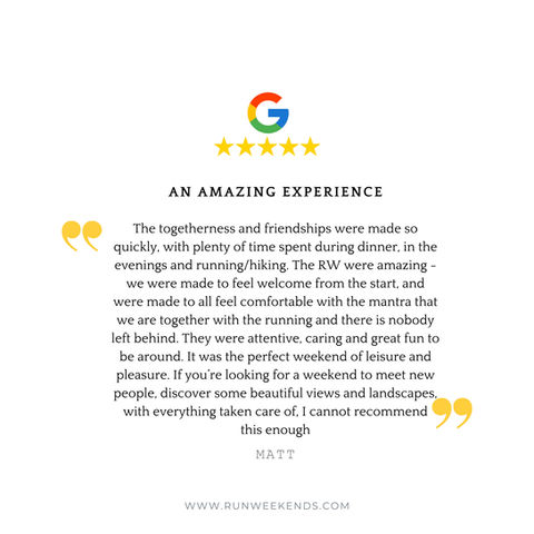 Run Weekends 5 star reviews google reviews trustpilot tripadvisor