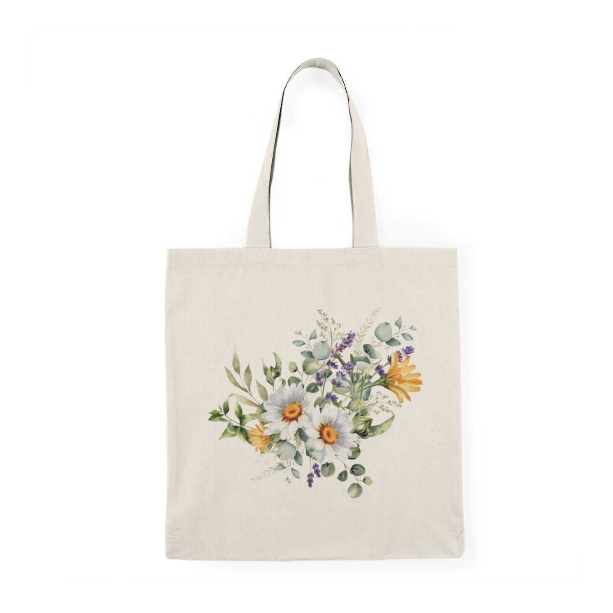Natural Tote Bag Vintage Floral Design