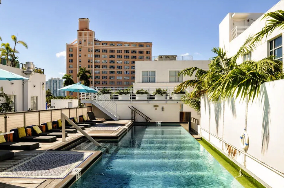 Art Deco architecture on Ocean Drive in South Beach, Miami, with pastel-colored buildings under the bright Florida sun.