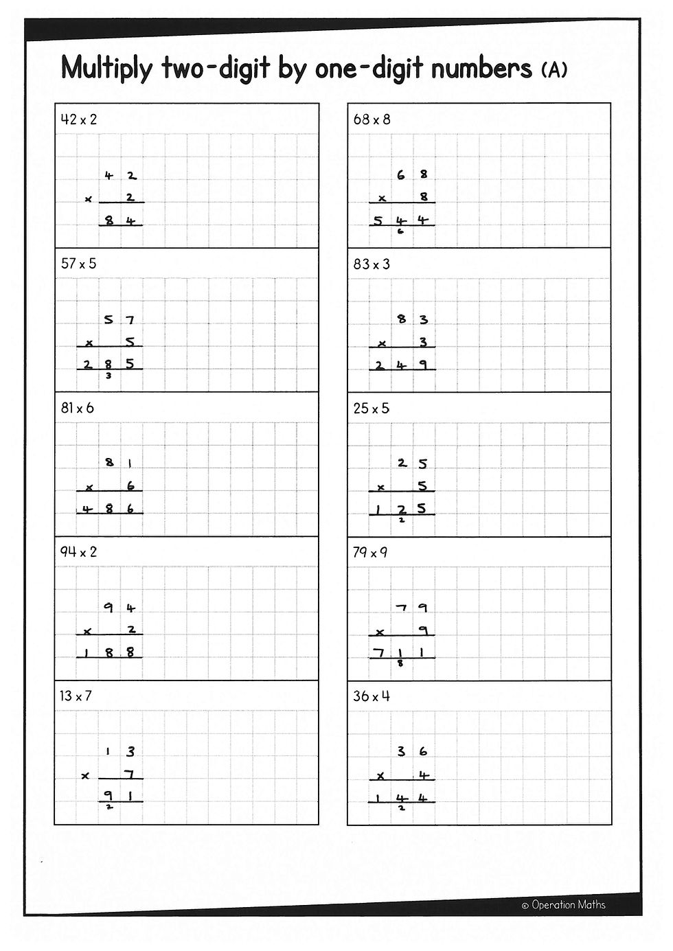 Thumbnail: Multiply two-digit by one-digit numbers