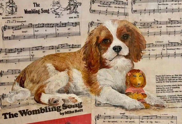 Blenheim cavalier with her favourite toy