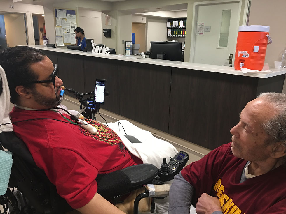 Dad visiting me in the nursing home