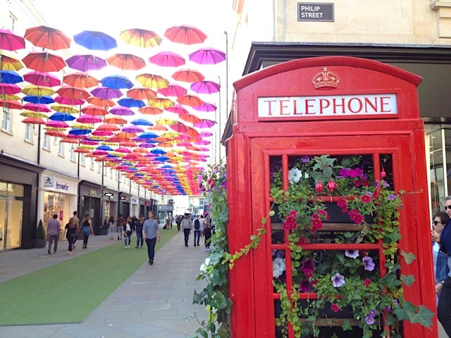 Telephone box planter in the City of Bath
