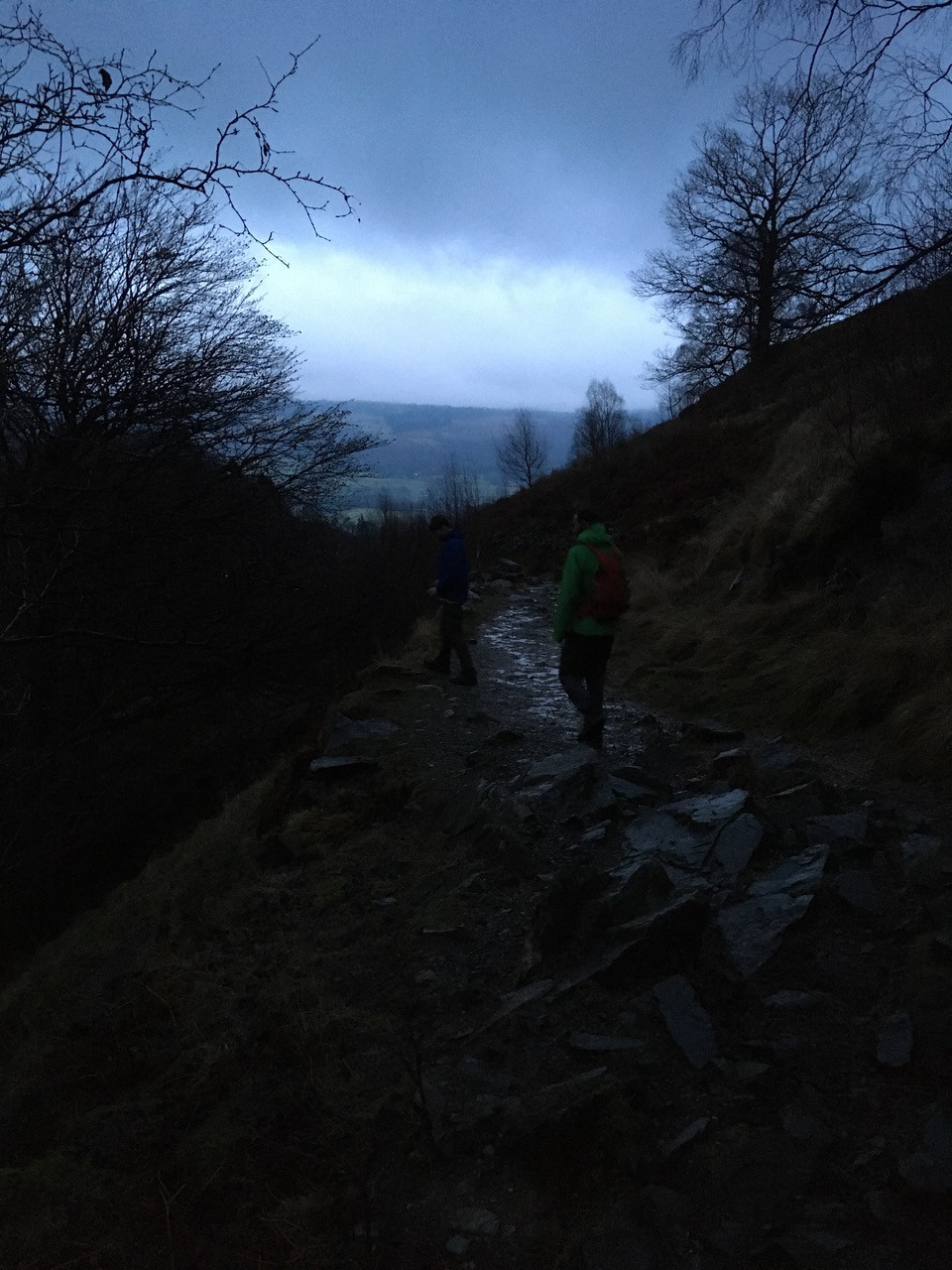 Coming home in the dark; head torches ready