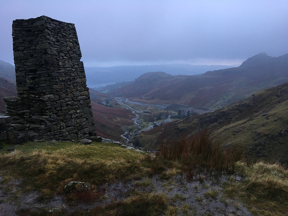 Disused water tower on Red Dell Valley overlooking Coniston water