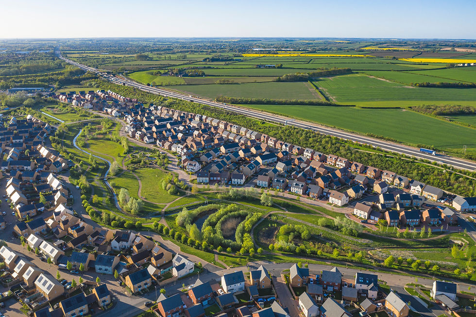 Aerial view of uk home newly built estate development masterplan landscape in England,.jpg
