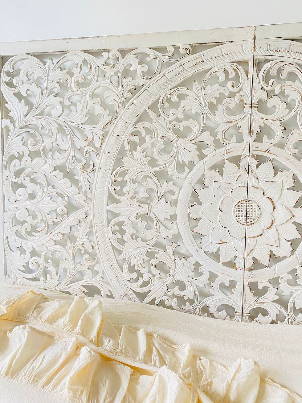 Küçük resim: El oyması ahşap yatak başı / pano 180 cm x 100 cm