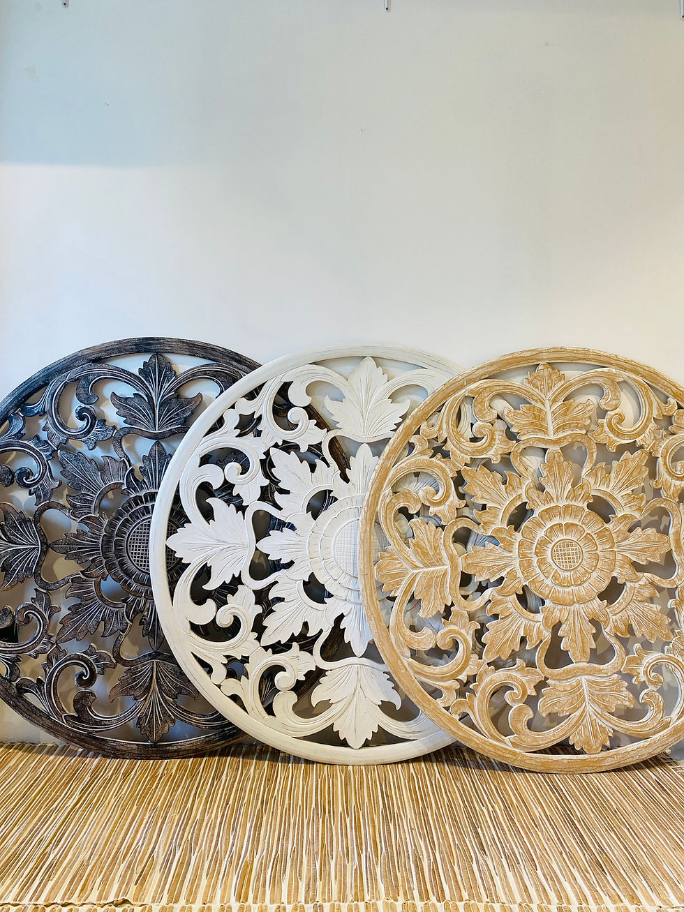Küçük resim: 120 cm Ahşap El Yapımı Mandala Kahverengi