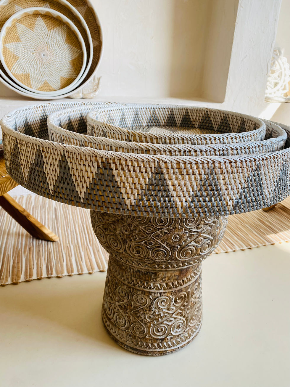 Küçük resim: 60 cm Rattan Tepsi / Duvar Dekoru