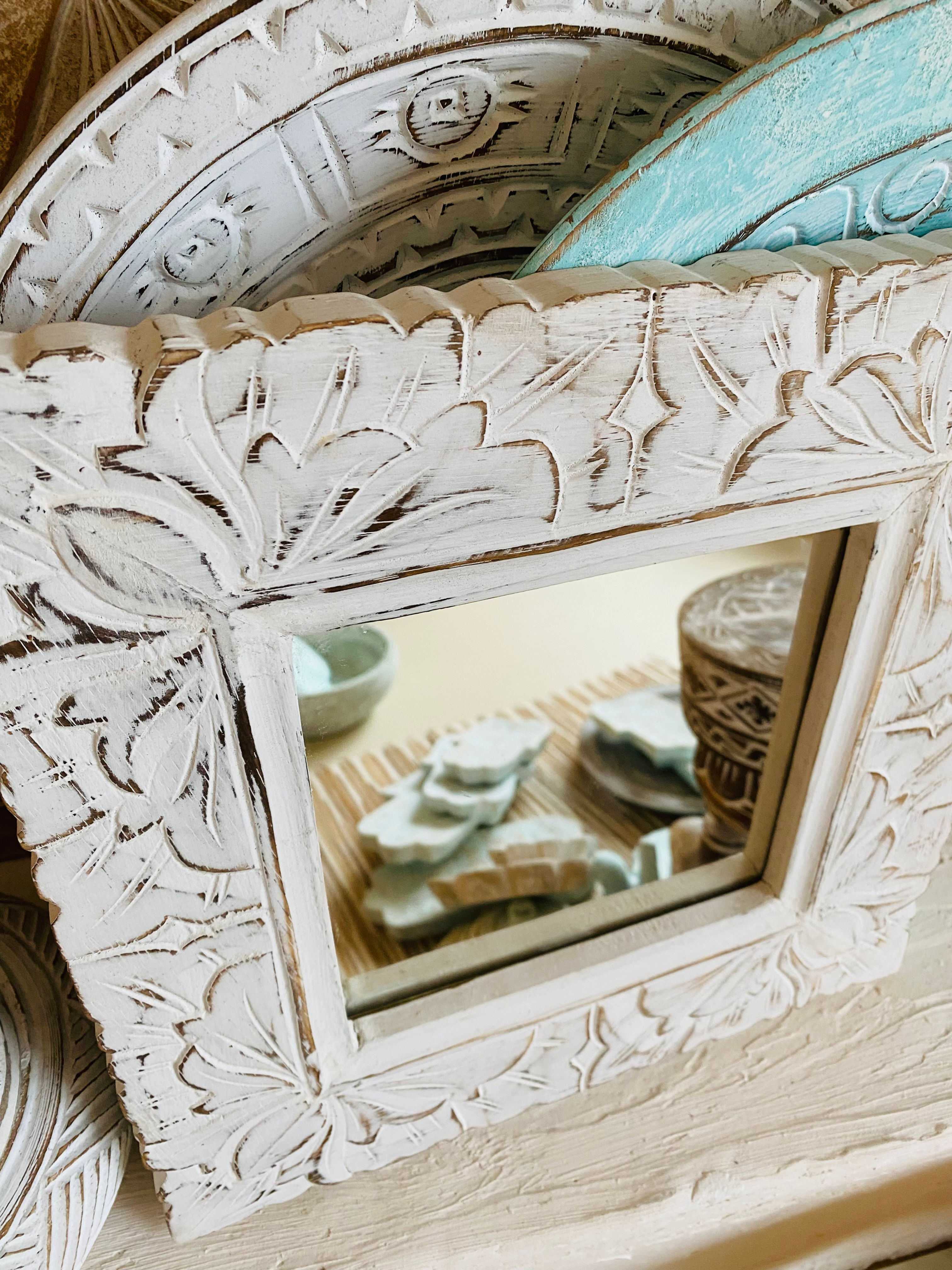 El Oyması Ahşap Ayna 30cm