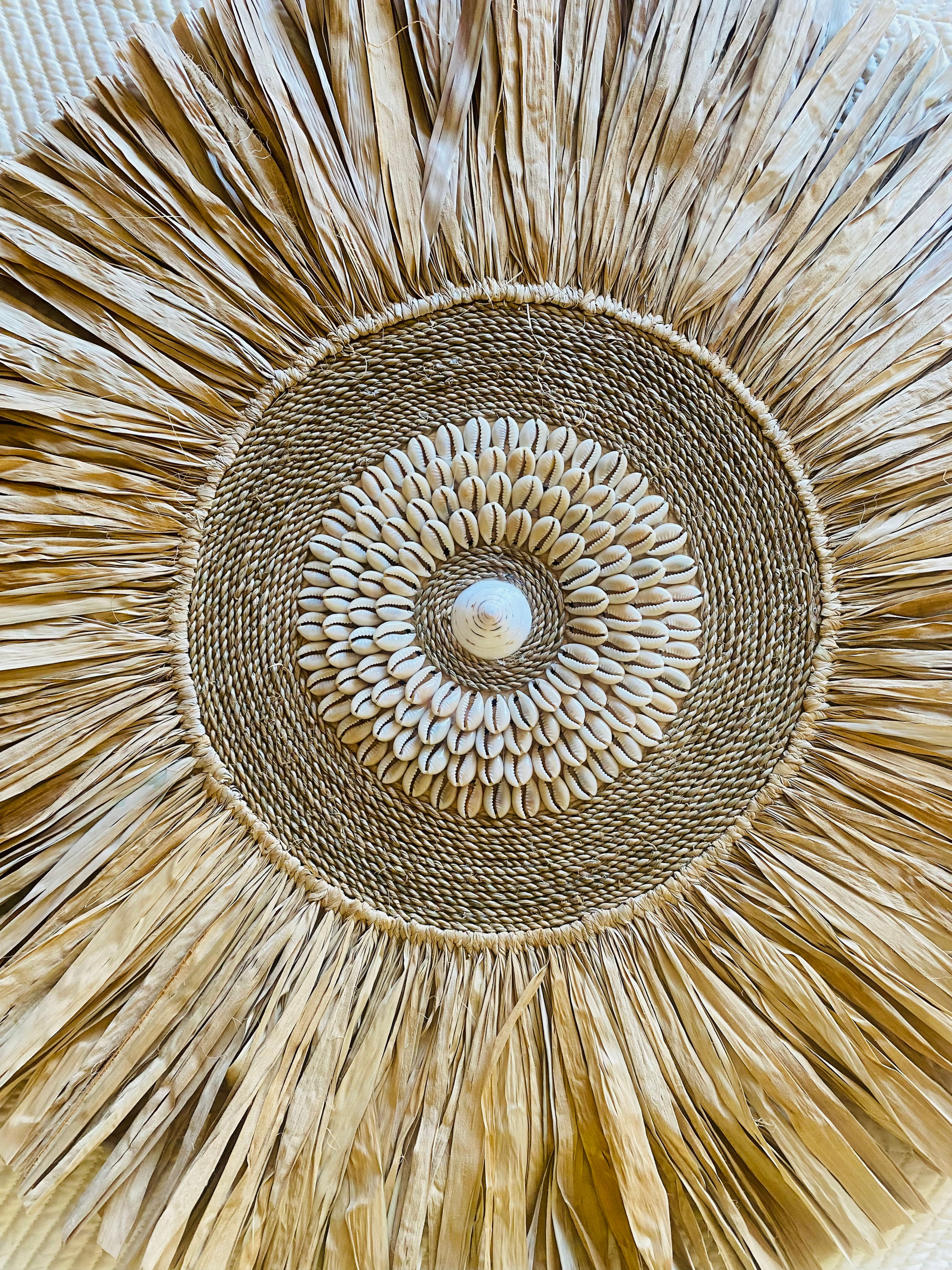 Midye Detay Hasır Duvar Süsü / 60 cm