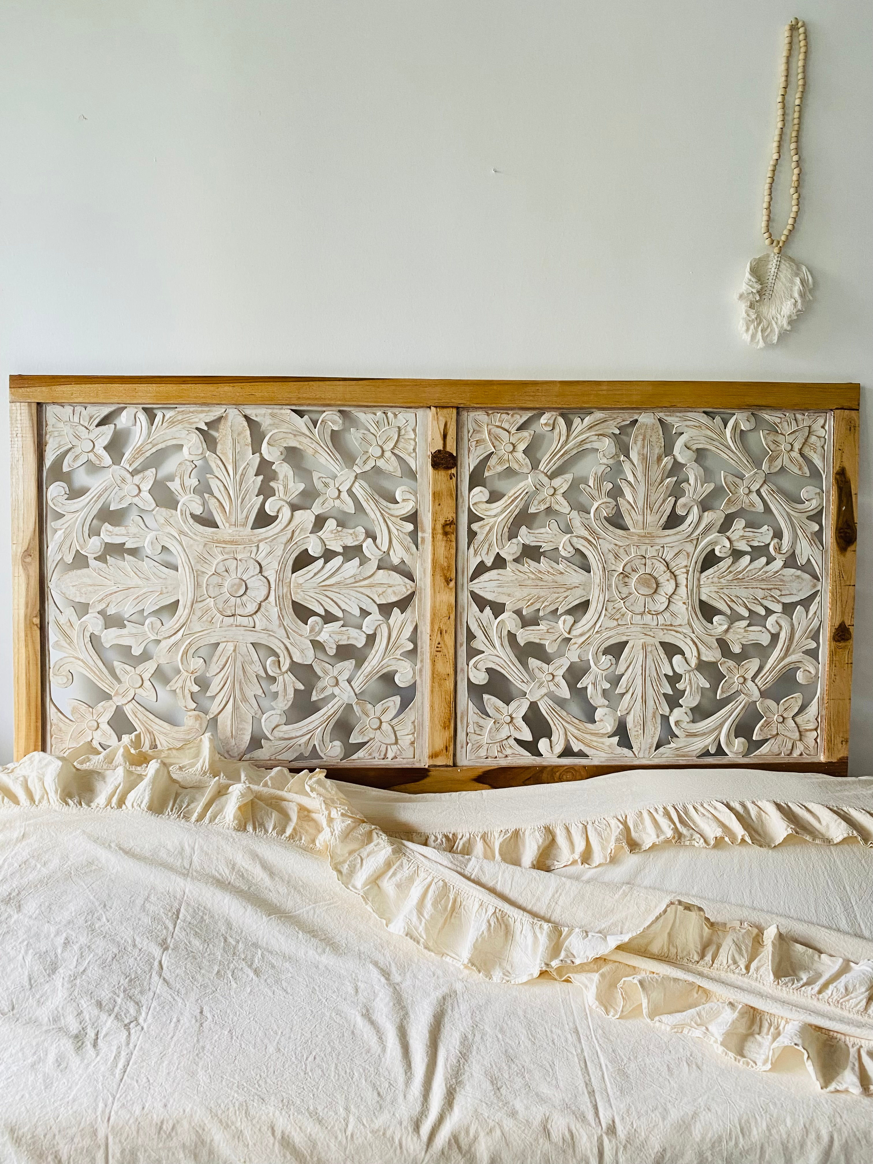 160cm x 80cm Tik Ağacı El Oyması Yatak Başı/ Seperatör/ Kapı/ Pano