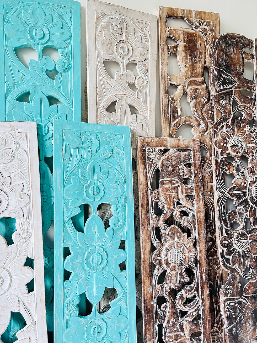 Küçük resim: El Oyması Çerçeveli Fil Pano / Kahverengi / 150 cm