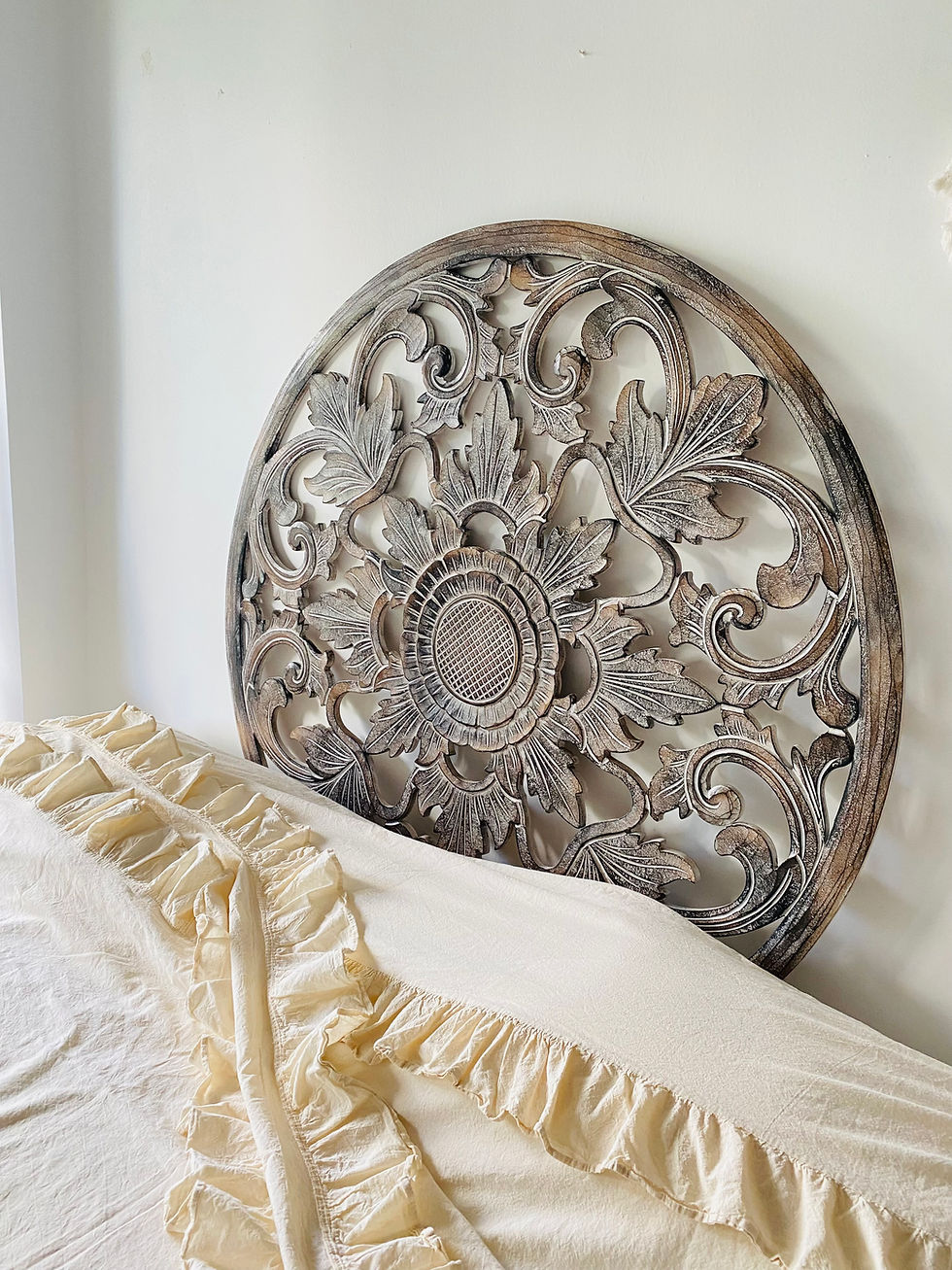 Küçük resim: 120 cm Ahşap El Yapımı Mandala Kahverengi