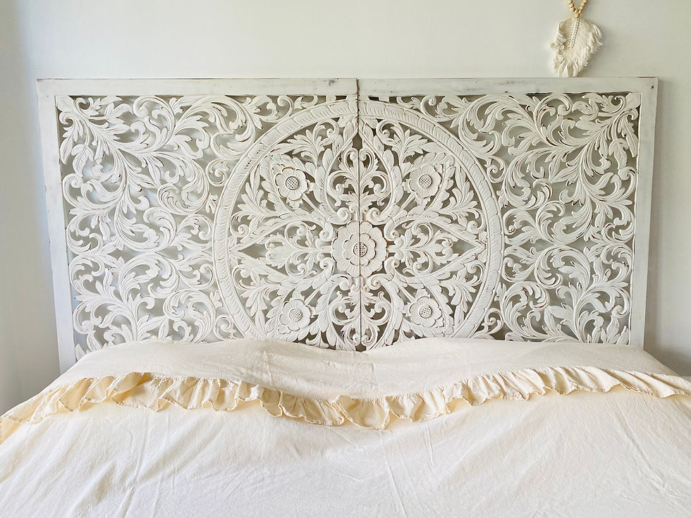 Küçük resim: El oyması ahşap yatak başı / pano 160 cm x 100 cm
