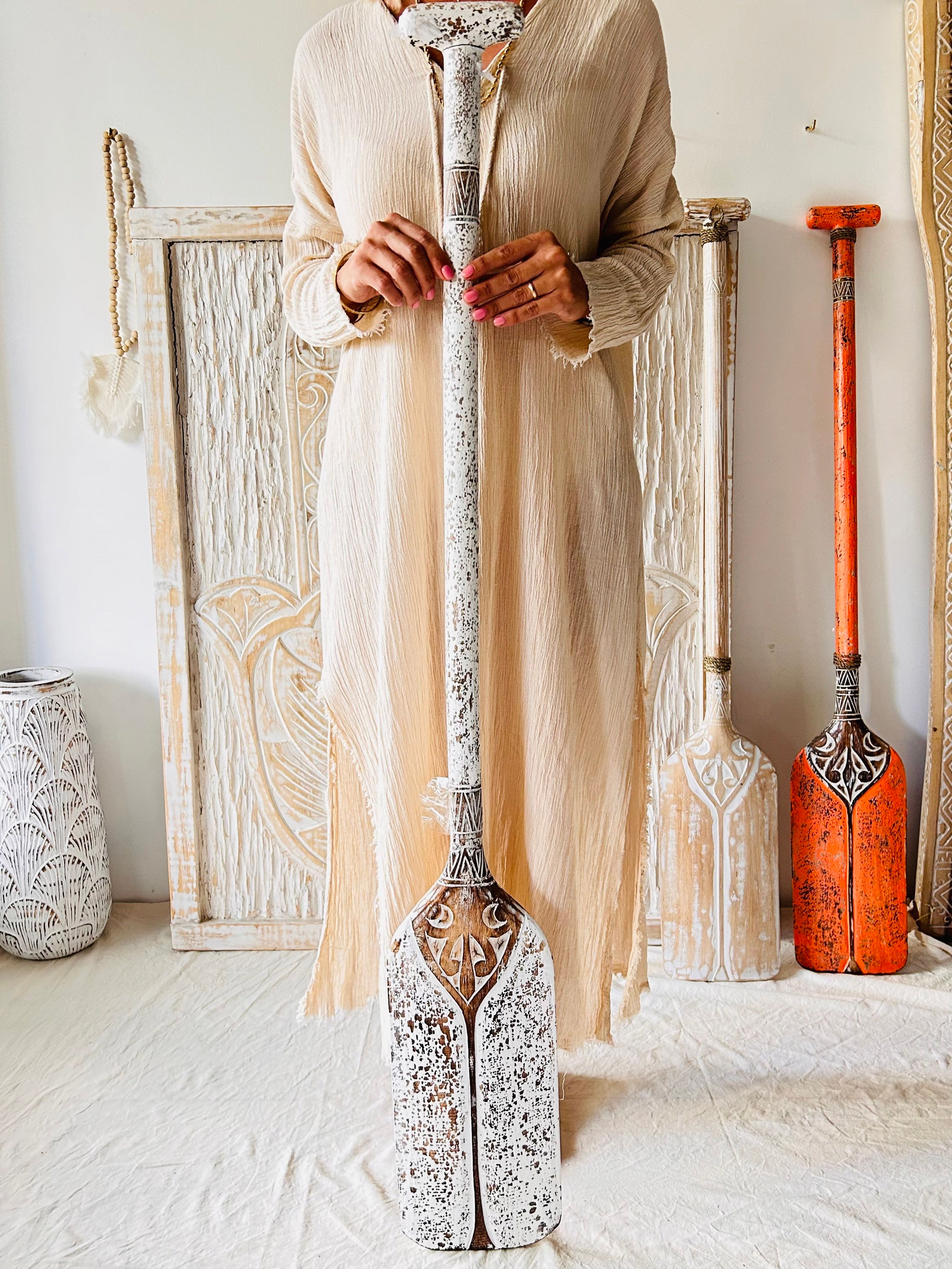 Dekoratif Kürek / Beyaz / 130 cm