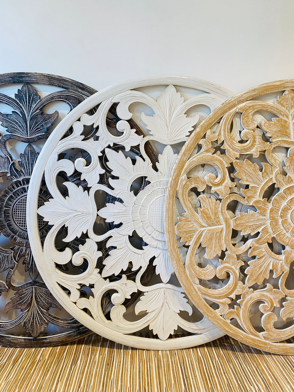 Küçük resim: 120 cm Ahşap El Yapımı Mandala Kahverengi