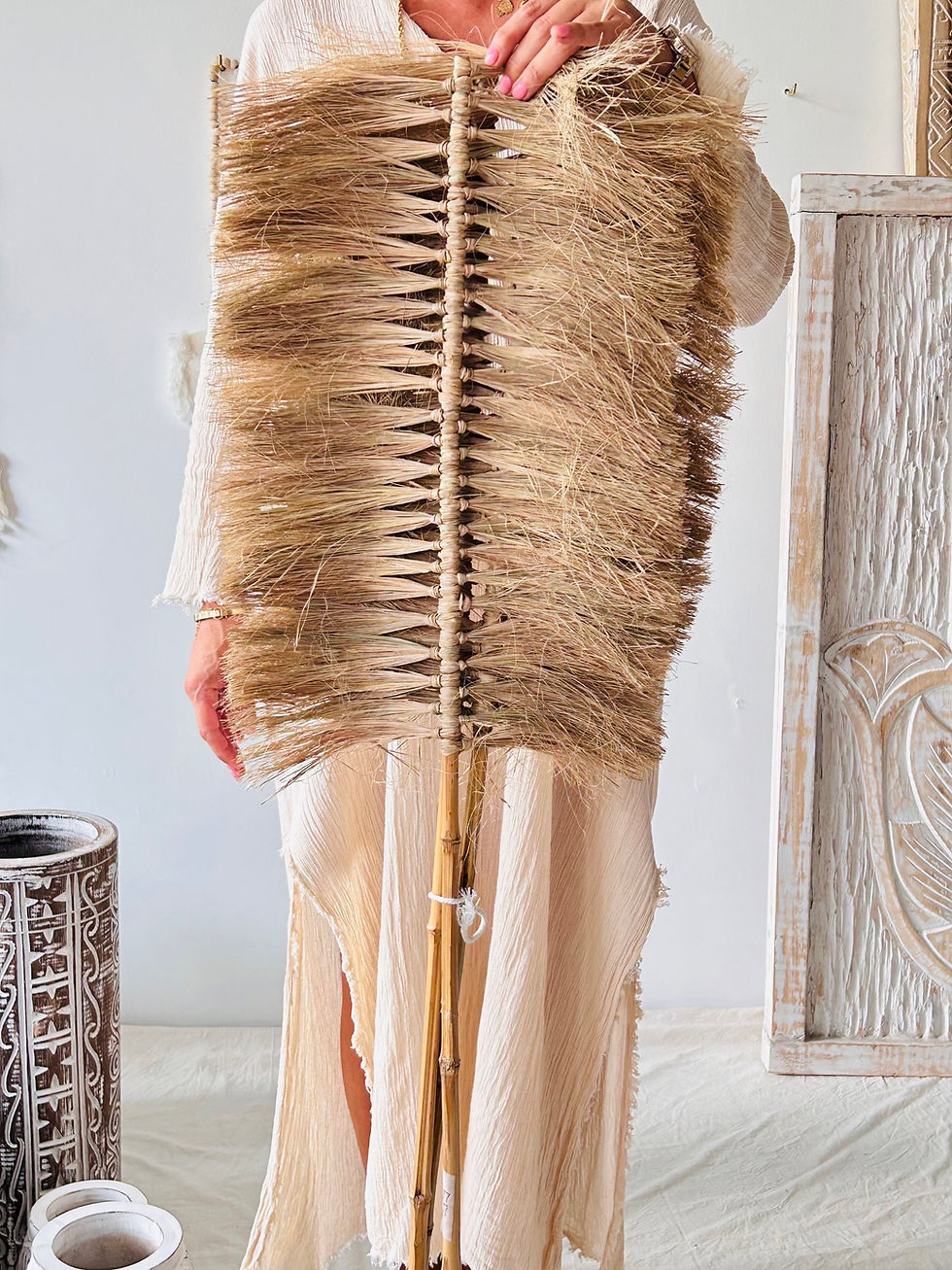 Küçük resim: Bambu Saplı Hasır Dekor / 100 cm / Açık veya Koyu Renk