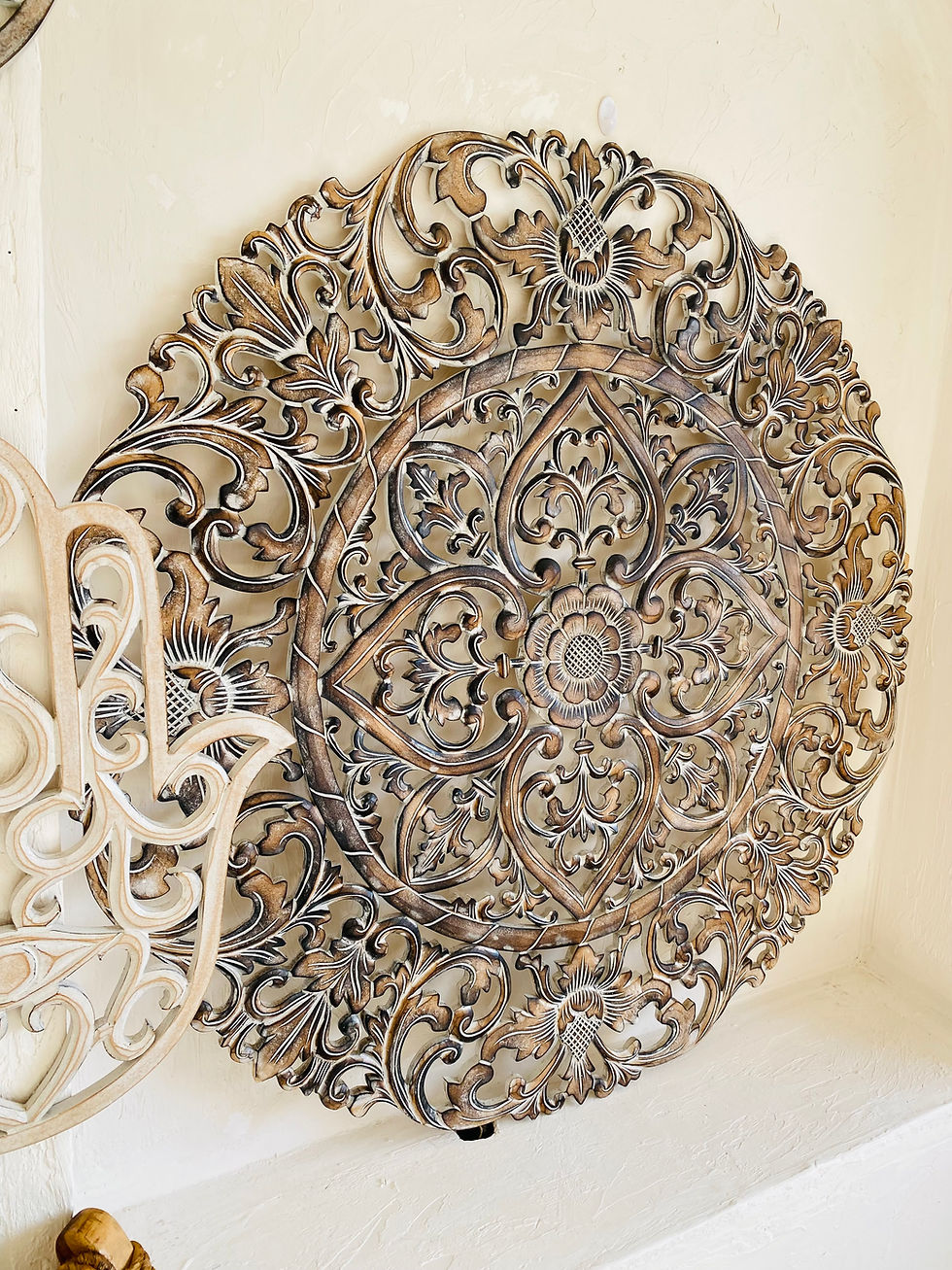 Küçük resim: 120cm Full Bali Carving Mandala