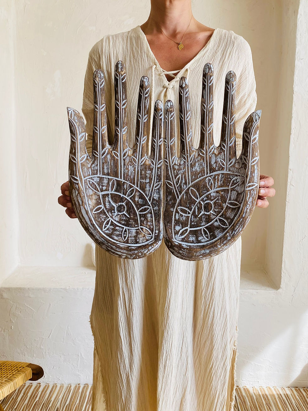 İkili Fatmanın Eli Kahve Beyaz Eskitme 30 cm