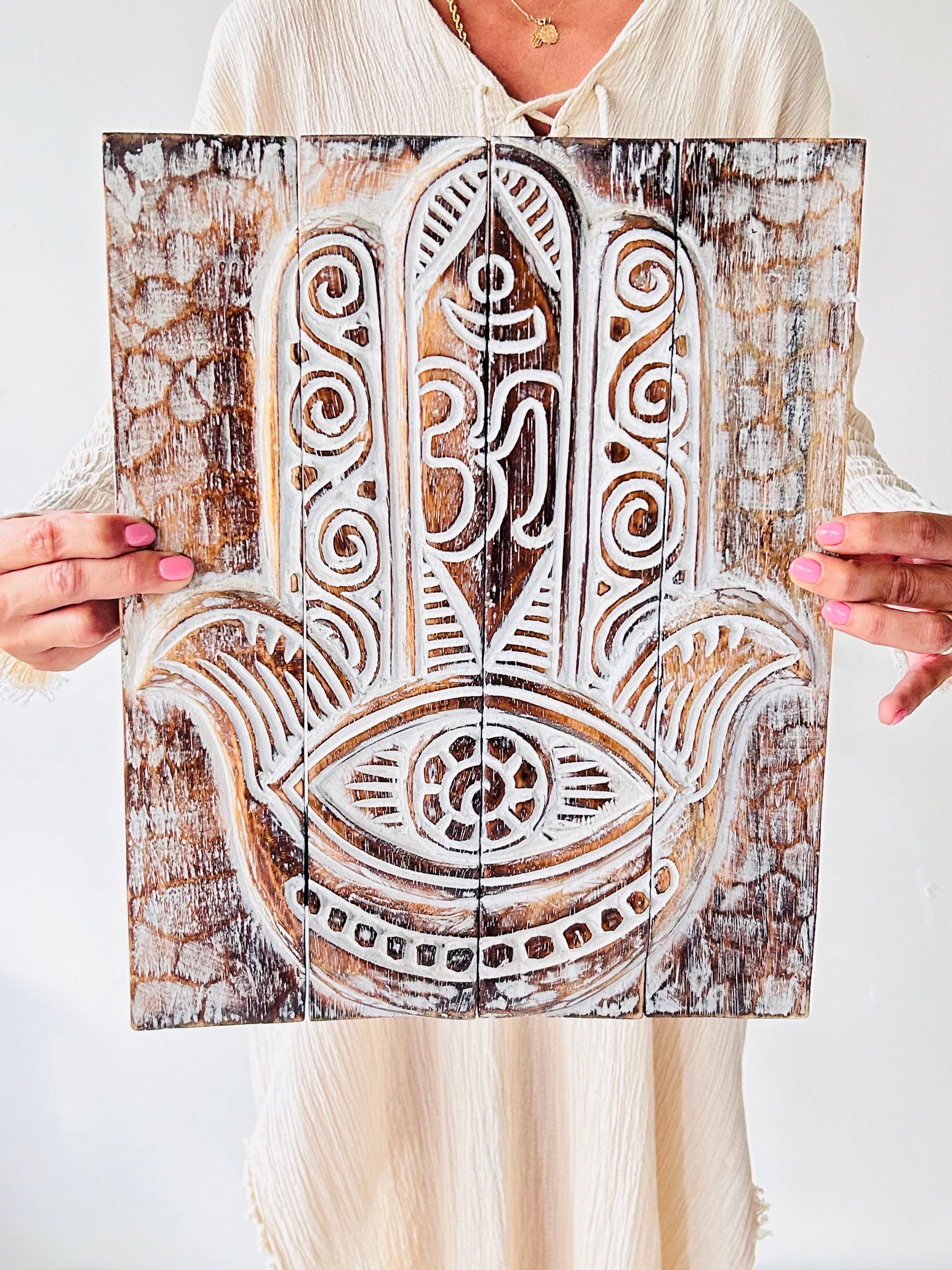 Fatma’nın Eli Pano / Dörde Katlanabilir / Kahverengi Eskitme / 40 cm x 32 cm