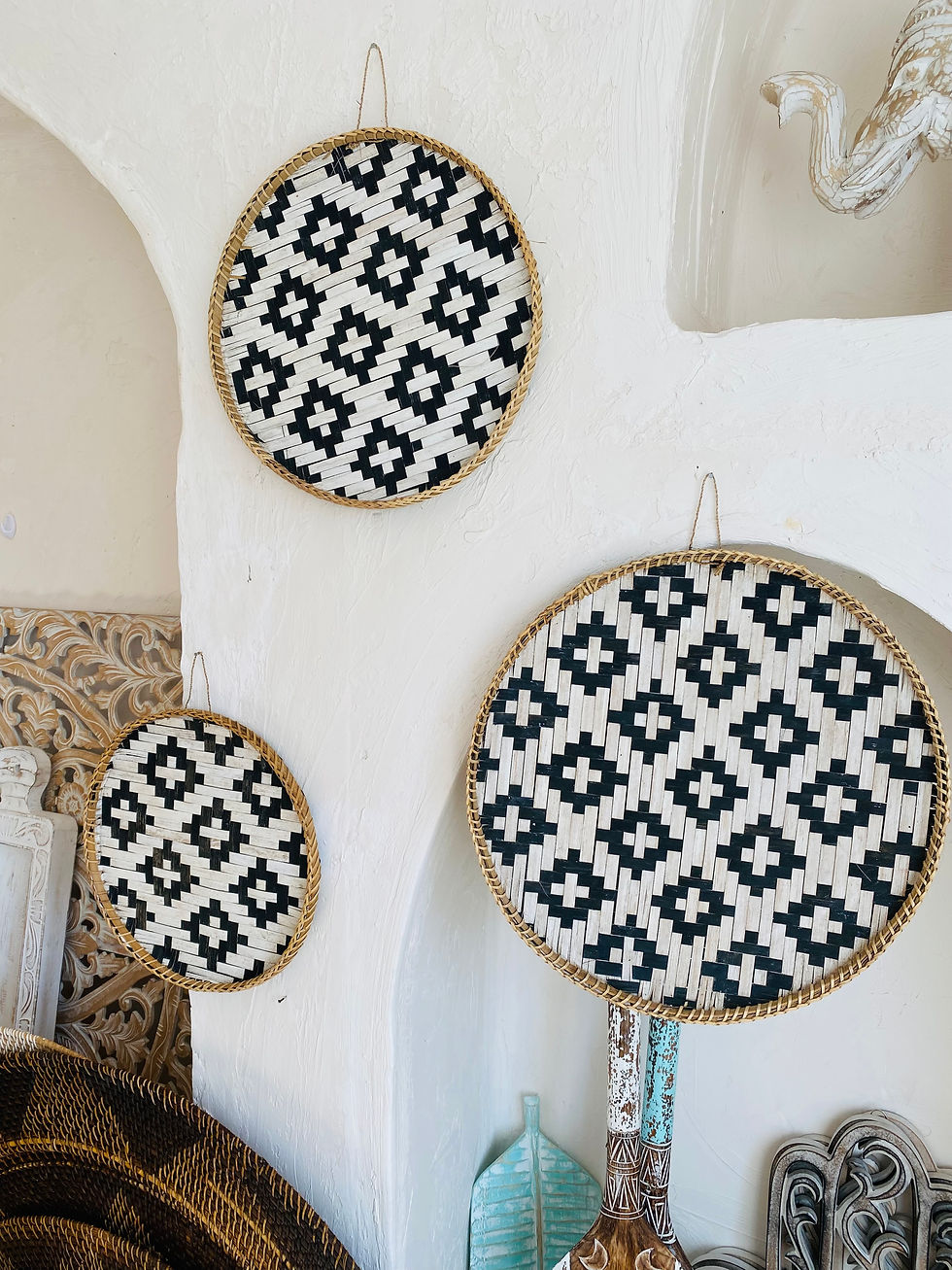 Küçük resim: Bambu Tepsi/ Duvar Dekoru 3'lü Set