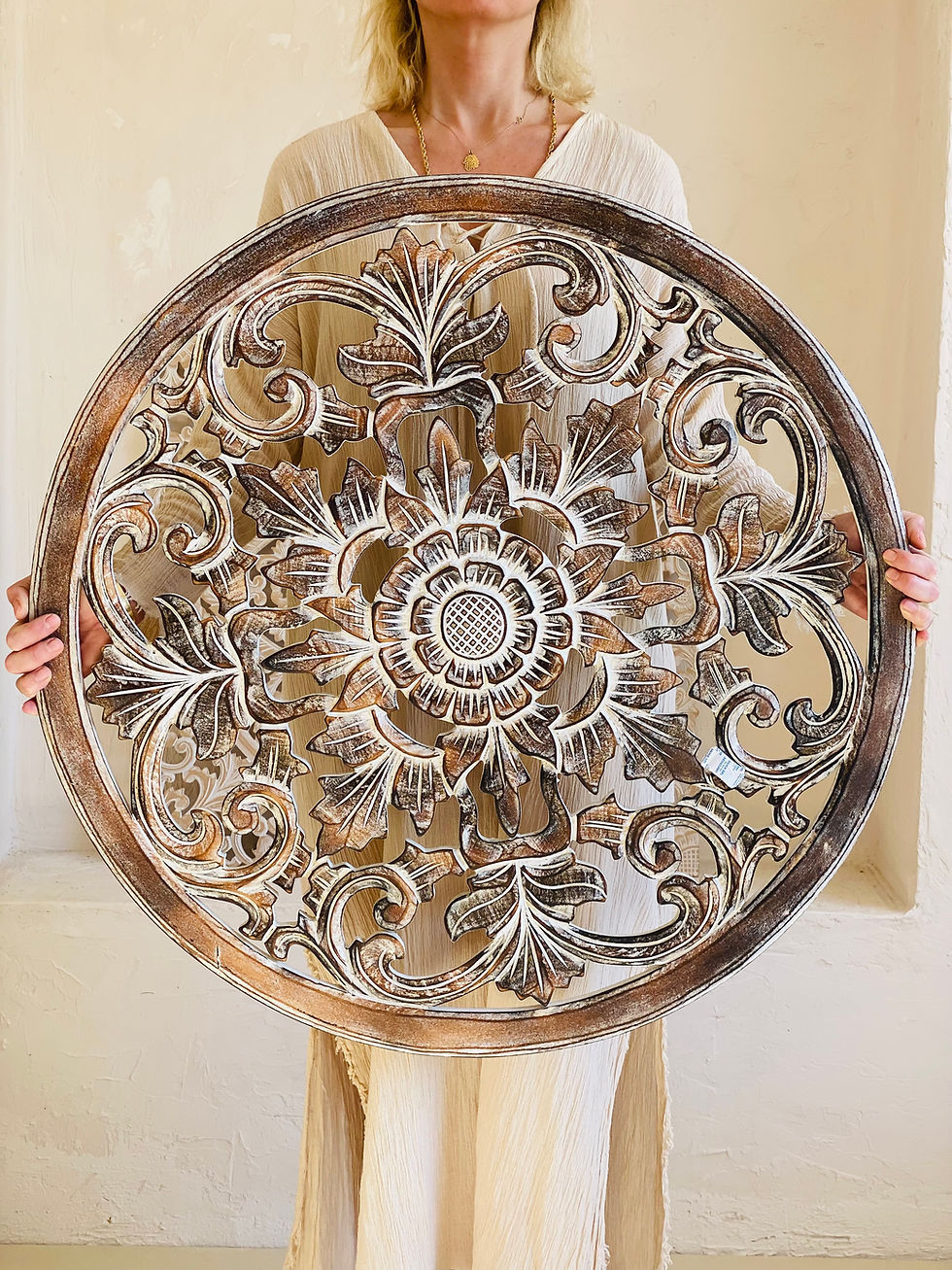 Küçük resim: El Oyması Yuvarlak Mandala 80cm