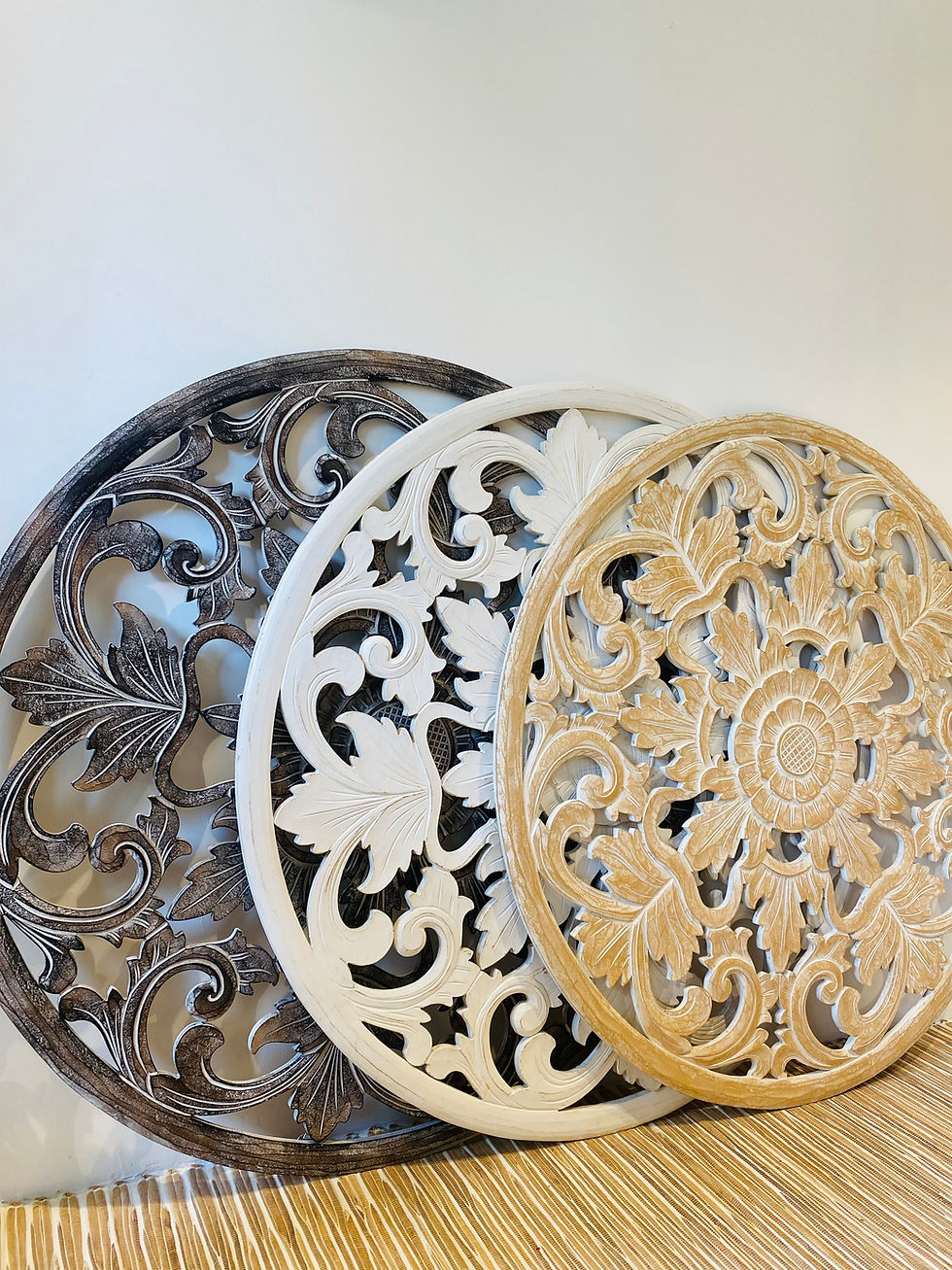 Küçük resim: 120 cm Ahşap El Yapımı Mandala Kahverengi