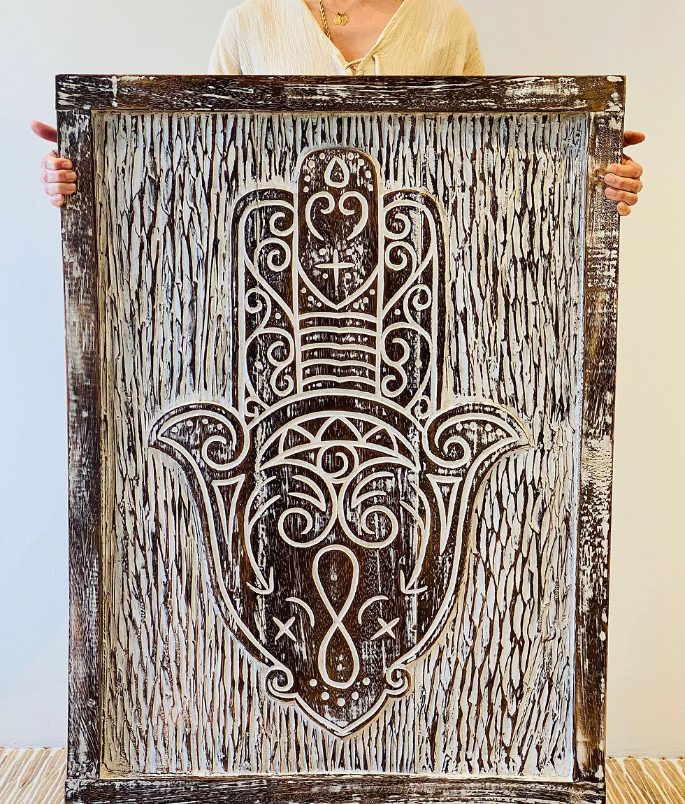 Küçük resim: 110 cm x82 cm el oyması ahşap Fatma’nın eli pano