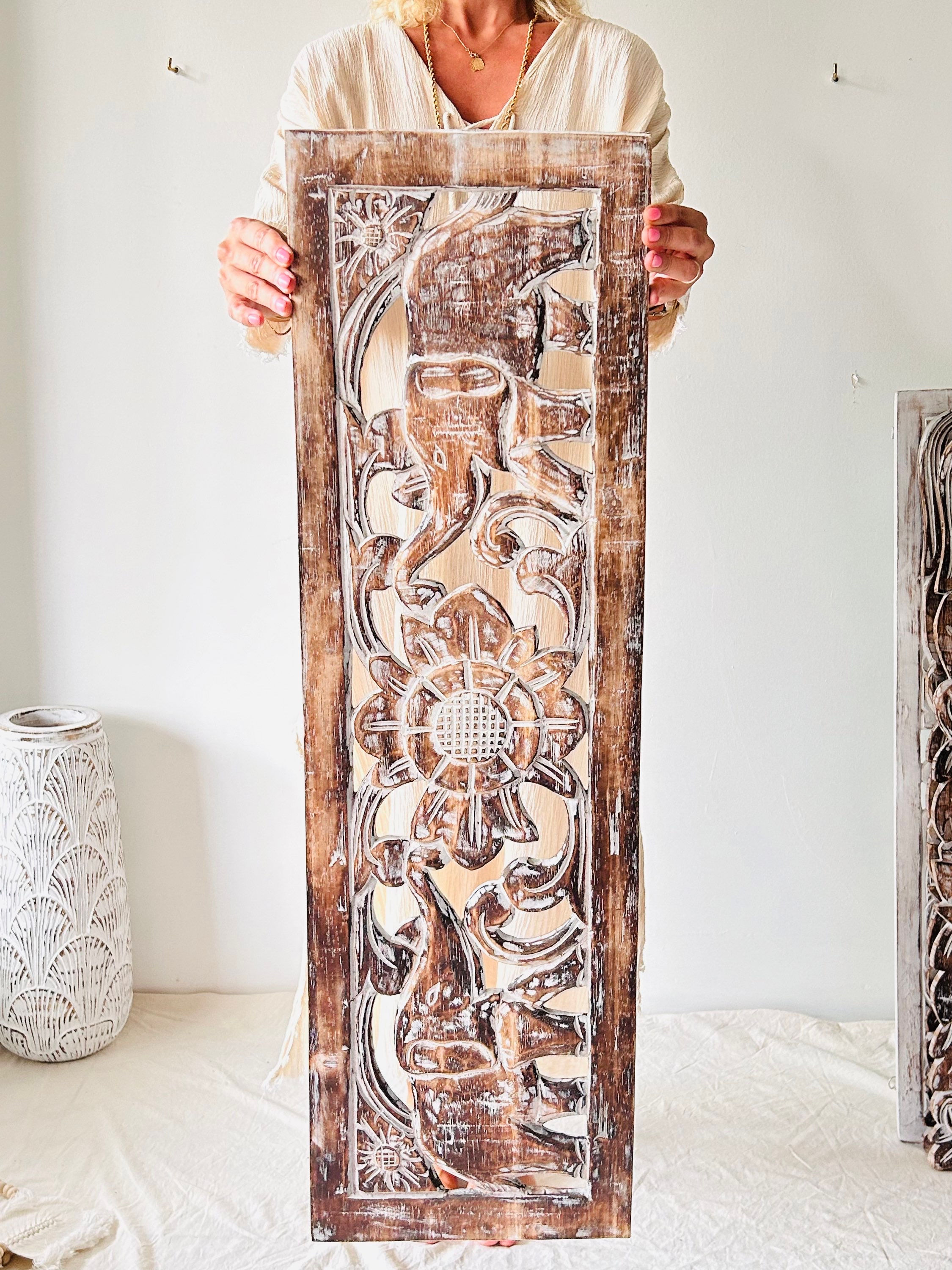 El Yapımı Çerçeveli Fil Pano / Kahverengi / 100 cm