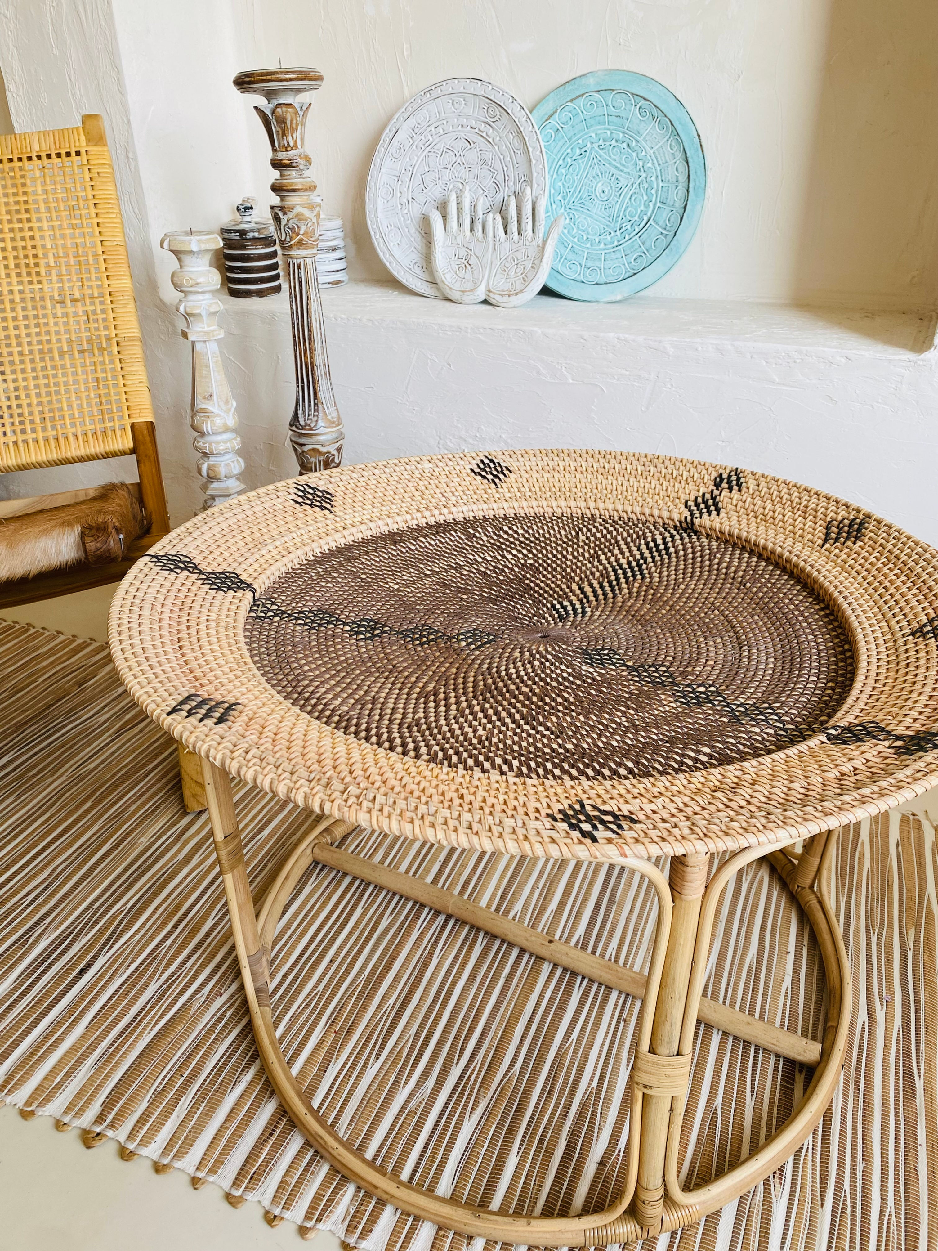 60 cm Çıkarılabilir Tepsili Bambu Sehpa