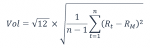 Annualized Volatility or Standard Deviation Formula (based on monthly return)